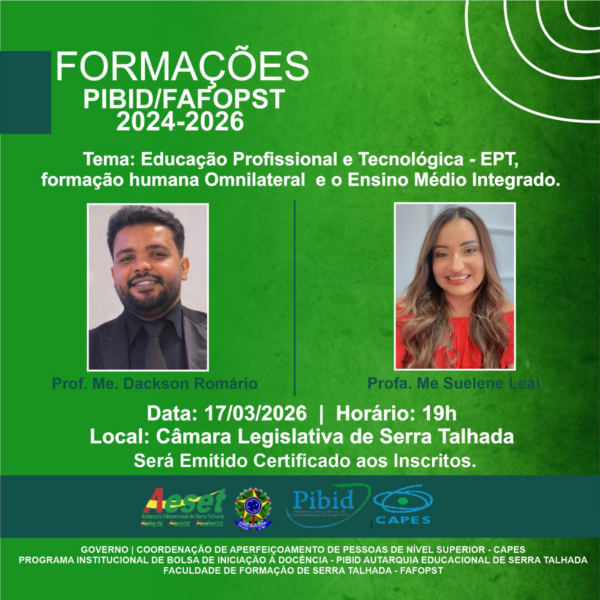 PIBID FAFOPST 2024-2026 – FORMAÇÕES GERAIS